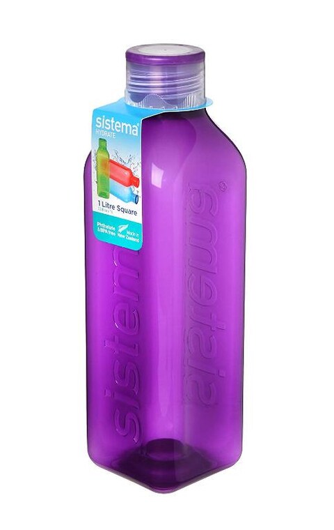 Sistema 1L Square Water Bottle Purple