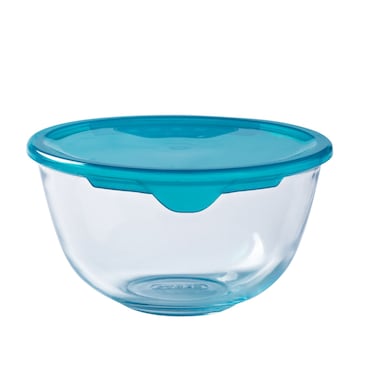 Pyrex Prep &amp; Store Mixing Bowl With Lid Blue And Clear 2L