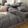 Luna Home Washable Cotton 6 Piece King Size Duvet Cover Plain Design, Plain Dark Gray Color