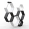 Hexagonal Shape Wooden Floating Wall Shelves (Set of 6, Black &amp; White)