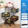 Storage Rack Rotating Trolleys Multi-Layer Storage Rack for Kitchen, Restaurant, Bathroom, 4 Tier Storage Cart Multi-Layer Storage Rack (Black)