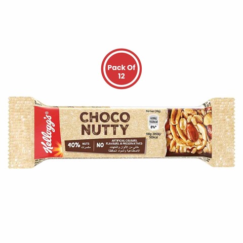 Kellogg&#39;s Choco Nutty Cereal Bar 30g x Pack of 12