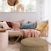 In House Round Decorative Linen Bean Bag - 70x25 cm - Beige