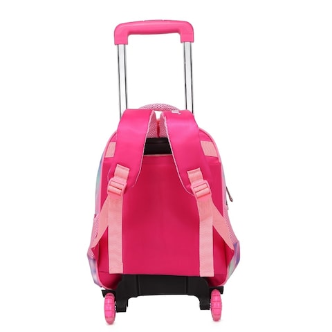 Baby Backpack 3Pcs For Baby Girls 1 lunch 1 Pencil Box And 1 Bag With Adjustable Strap For School 2 Wheels 14 Inch