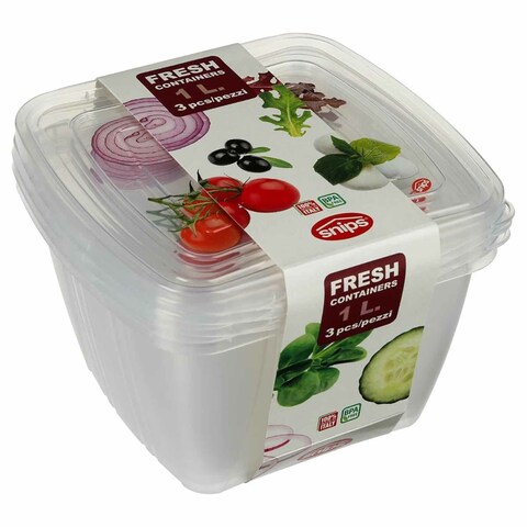 Snips Classic Fresh Container - 1 Liter - 3 Count - Clear