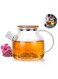 MIBRU Glass Stovetop Safe Clear Teapot With Removable Infuser With Bamboo Lid For Loose Leaf And Blooming Tea Coffee Tea Herbal Drinks Glass Pot 850ml