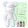 DIY CREATE YOUR OWN UNIQUE ACRYLIC FLUID POURING PAINT BEAR (9 inch - 23 cm) COMPLETE SET, colors: White, Silver, Mint-Green. Arts and Crafts, Customize Handmade Creative Birthday Gift