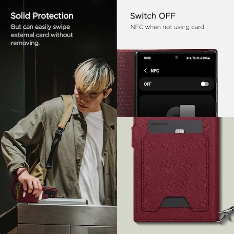 Spigen Wallet S Plus designed for Samsung Galaxy S23 ULTRA case cover folio (2023) [7 Cards + Cash] - Burgundy