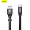 Baseus Nimble USB-A to Type-C Flat Cable 23cm- Ultra Portable Compatible for Samsung S21 S20 S9 Note 20 10 Huawei P30 P20 Lite Mate 20 Pro P20 LG G5 G6 Xiaomi Mi 11 Ultra A2 etc. Black