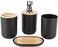 4 Piece Plastic Bamboo Bathroom Accessories Set Black