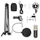 Docooler - BM800 Condenser Microphone Lit Pro Audio Studio Recording &amp; Brocasting Adjustable Mic Suspension Scissor Arm Pop Filter Black+Silvery