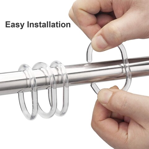 Lavish 24 Pcs Shower Curtain Rings Plastic Shower Curtain Hooks For Bathroom Shower Rod - Clear