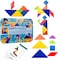 Sky-Touch Early Development Tangram Pattern Puzzles Set, Wooden Puzzle Blocks Colorful Tangram Sorting, Stacking Games Montessori Educational Toys, 60 Design Cards With 120 Pattern Jigsaw Puzzle