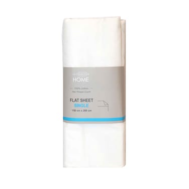 ملاءة مسطحة مفردة بيضاء ناصعة