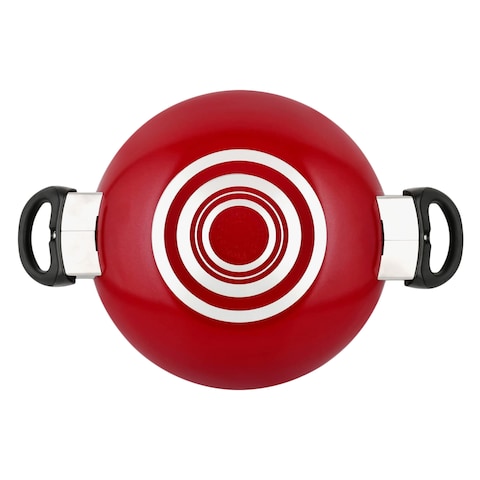 Prestige Classique Flat Bottom Kadai 30cm Red/Silver