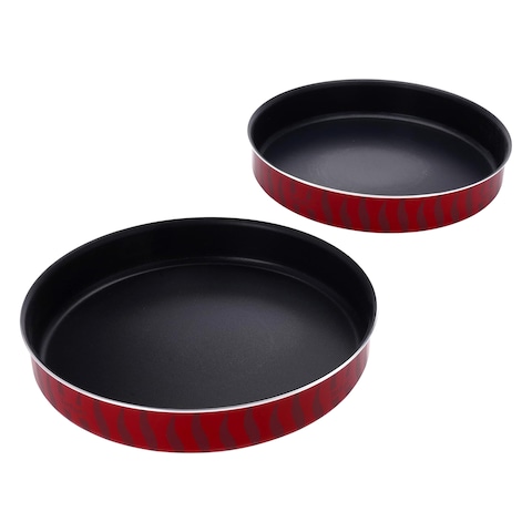 Buy Tefal Kebbe Round Non Stick Oven Dish Set 28/30cm 2 Pieces Red/Black in Saudi Arabia