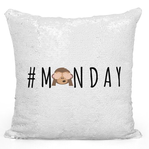 Loud Universe - 16x16 inch Sequin Throw Pillow Magic Flip Pillow Hashtag Monday Monkey