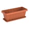 كوزمو بلاست أصيص زهور مستطيل الشكل من خشب الأرز مع صينية 18 بوصة - تيراكوتا