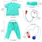 FITTO Kids Doctor Surgeon Costume Doctor Scrubs Set with Accessories, Pretend Dress up Role Play, Green