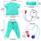 FITTO Kids Doctor Surgeon Costume Doctor Scrubs Set with Accessories, Pretend Dress up Role Play, Green