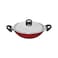 Prestige Classique Flat Bottom Covered Wok Kadai Red And Black 30cm