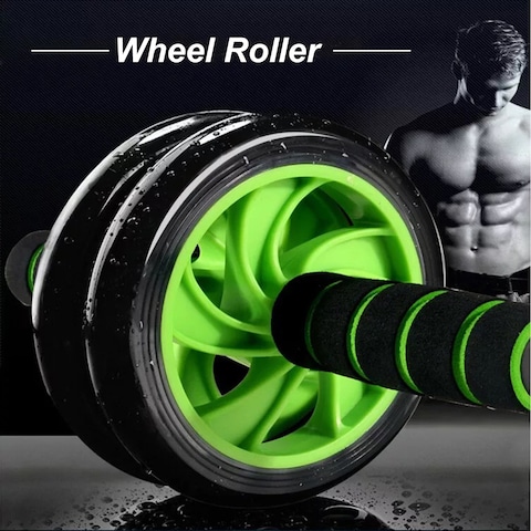 Decdeal - Double Wheel Roller with Knee Mat Waist Slimming Trainer for Home Gym Fitness Multifunctional Abdominal Exercise Equipment