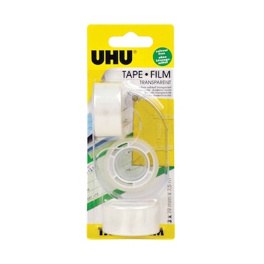 UHU Transparent Tape Refill 19mmx7.5m 3 With Dispenser MultiColor