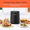 Nutricook Air Fryer Mini, 1500 Watts, Digital Display, Tempered Glass Control Panel, 8 Preset Programs with built-in Preheat function, 3.3 Liters NC-AFM033K, Black