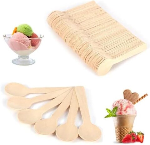Lavish 200 Pcs Eco-Friendly Everyday Use Bamboo Disposable Wooden Spoons Set
