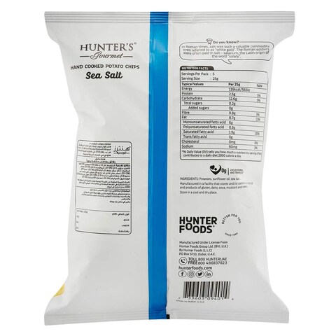 Hunter&#39;s Gourmet Sea Salt Hand Cooked Potato Chips 125g