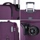 Eminent Unisex Soft Travel Bag Cabin Luggage Trolley Polyester Lightweight Expandable 4 Double Spinner Wheeled Suitcase with 3 Digit TSA lock E788 Purple