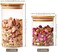 1CHASE&reg; 6 Pcs Glass Food Storage Jars Air Tight borosilicate Kitchen Food Storage Container Set with Natural Bamboo Lids for Candy Cookie Rice Sugar Flour Pasta Nuts 450 ML /700ML