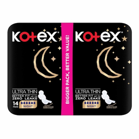 Kotex Ultra Thin Comfort And Clean Night Wings Duo Sanitary Pads 14 Pieces