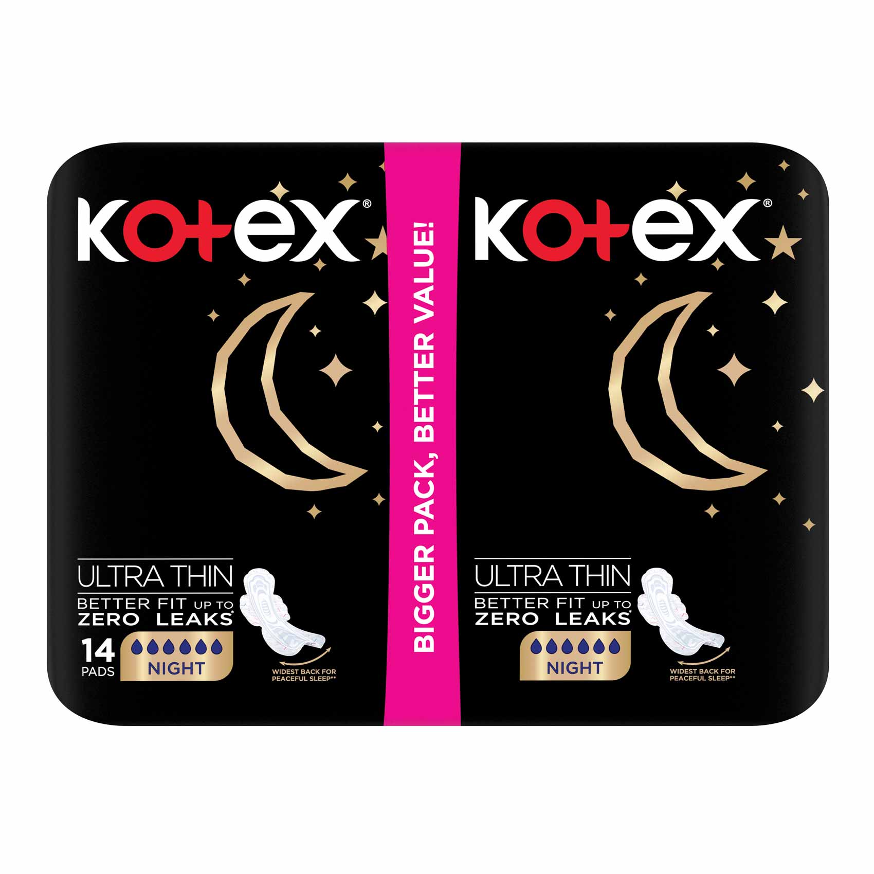 Kotex Ultra Thin Comfort And Clean Night Wings Duo Sanitary Pads 14 Pieces