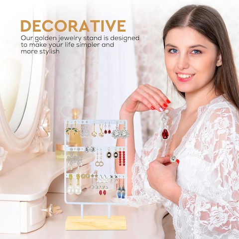 AC&amp;L Jewelry Organizer Earning Holder with 36 Holes, Jewelry Display Stand For Earrings and Jewelry, Aesthetic Ear Stud Hanger, Gift For Women Girls (White)