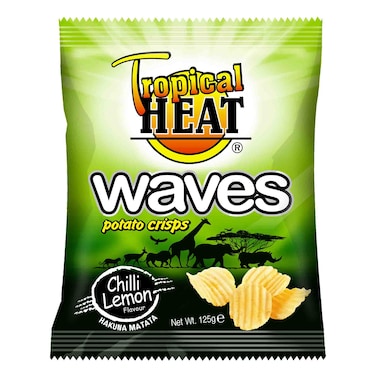Tropical Heat Snacks Waves Chilli Lemon Potato Crisps 125G