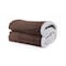 Mintra Sherpa &amp; Strip Flannel Blanket - 180 x 220 cm - Brown