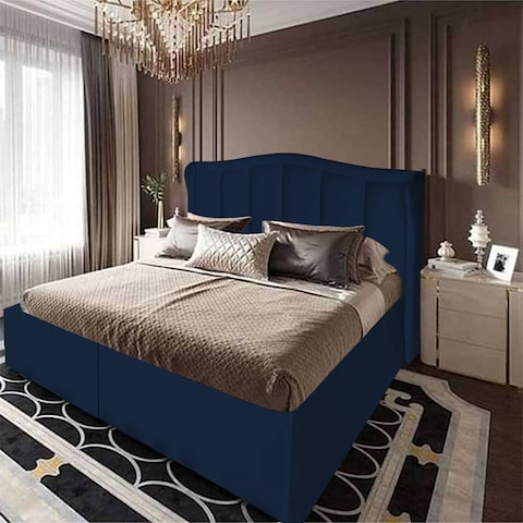 إن هاوس شومت هيكل سرير منجد بالمخمل - نفر ونص - 200×140 سم - كحلي