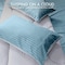 Hotel Linen Klub Reversible Down Alternative Comforter Set, Ultra Soft Brushed Stripe Microfiber Fabric, 200GSM Soft Fibersheet Filling, Size: King 240 x 260cm, Aqua &amp; Light Grey