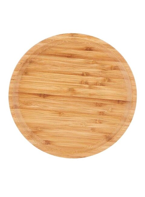 Wooden Round serving Plate Brown 2.5x25x25centimeter