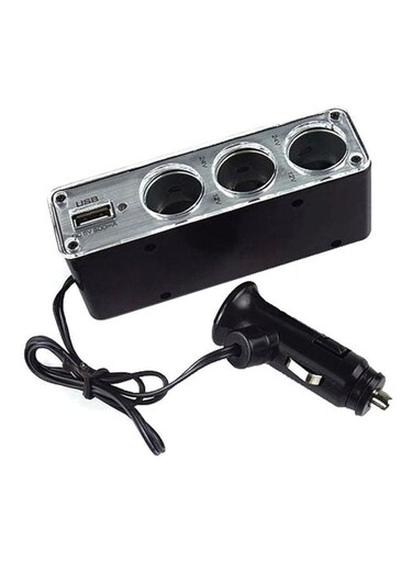 Generic USB Car Mobile Charger With Triple Socket Black/Clear