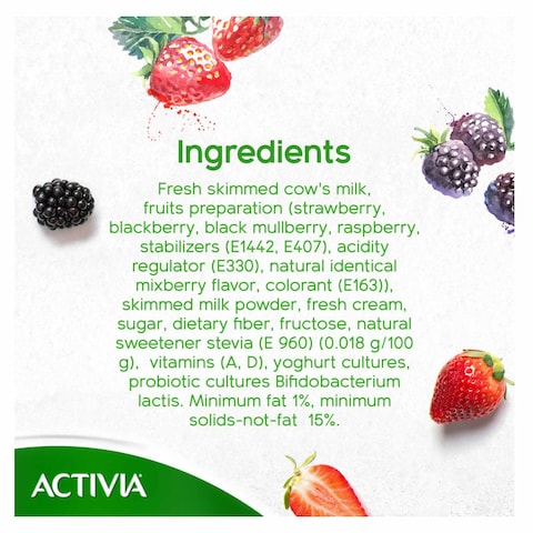 Activia Light Mixed Berries Stirred Yoghurt 120g x Pack of 8