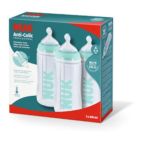 NUK  Anti-Colic Professional Feeding Bottle Green 300ml 3 PCS