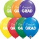 Qualatex Simply Congrats Grad Round Balloon 25-Pieces- 28 cm Size- Multicolor