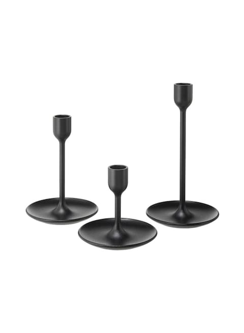 Generic 3-Piece Candlestick Set Black 18/12/21cm