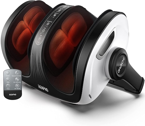 Renpho Foot Massager Machine, Shiatsu Foot And Calf Massager With Heat And Remote, Deep Kneading And Rolling Calf And Leg Massage With Handle, Fits Up To Us Men Feet Size 14, For Home And Office