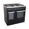 بوتاجاز بريميوم غاز دوبل شيف 5 شعلات - ستانلس ستيل وأسود - 6090SB-1GC-511-IDSP-DH