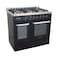 بوتاجاز بريميوم غاز دوبل شيف 5 شعلات - ستانلس ستيل وأسود - 6090SB-1GC-511-IDSP-DH