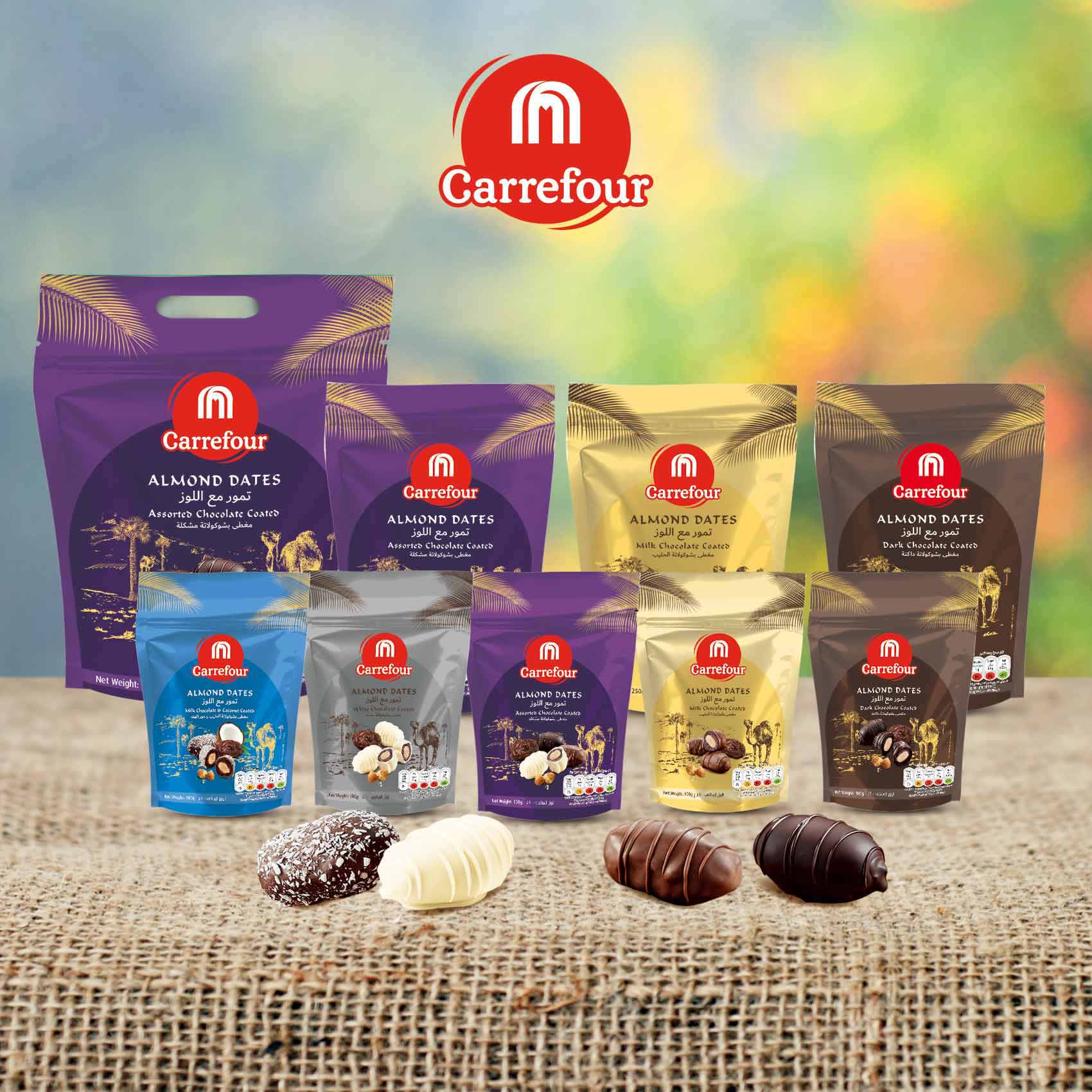 Carrefour Almond Dates With Dark Chocolate Coated 100g Pack of 4