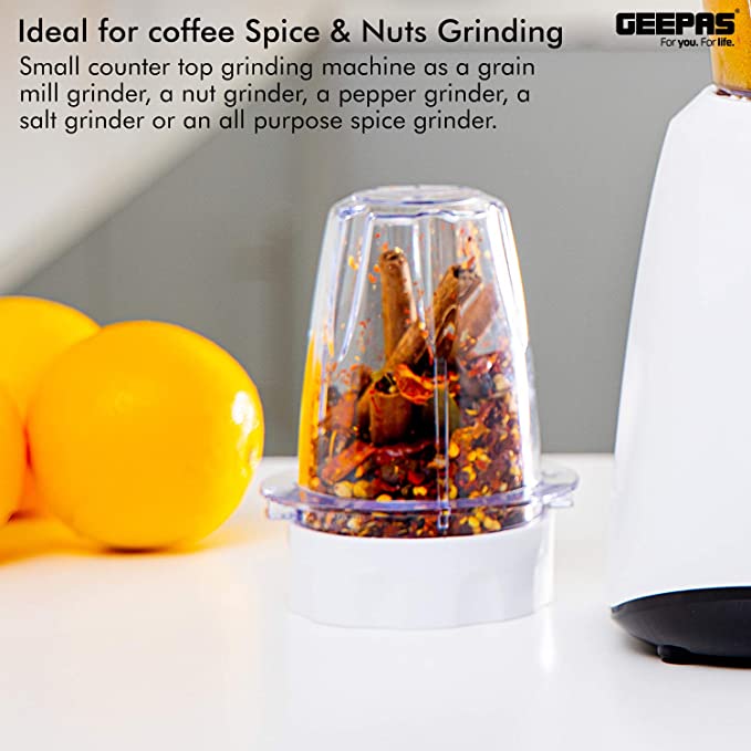 Geepas Gsb44027 500W 2 In 1 Multifunctional Blender | Stainless Steel Blades, 2 Speed Control With Pulse | 1.5L Jar, Interlock Protection| Ice Crusher, Chopper, Coffee Grinder &amp; Smoothie Maker